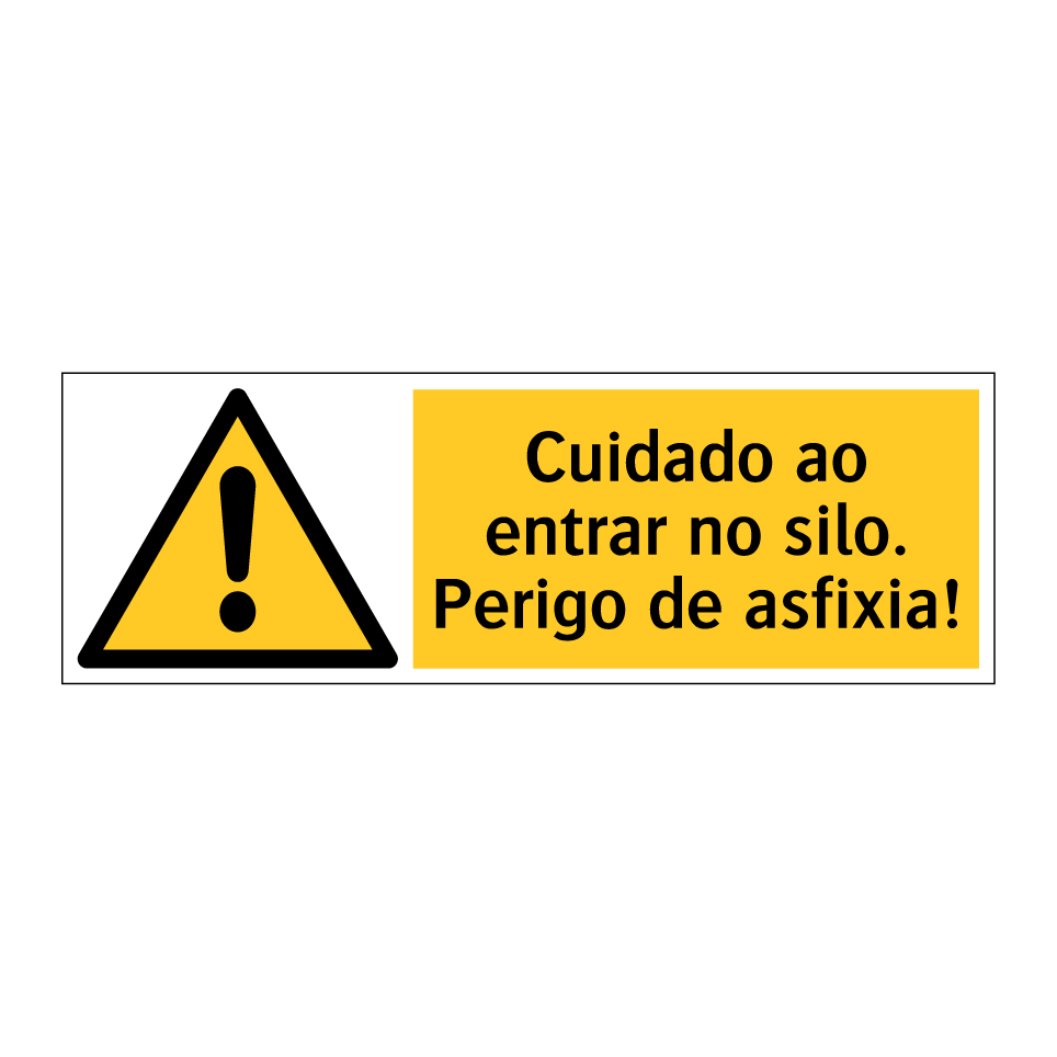 Cuidado ao entrar no silo. Perigo de asfixia!